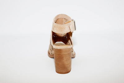 ALPE - 4614 Block Heel Taupe Suede Sandal