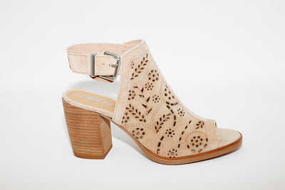 ALPE - 4614 Block Heel Taupe Suede Sandal