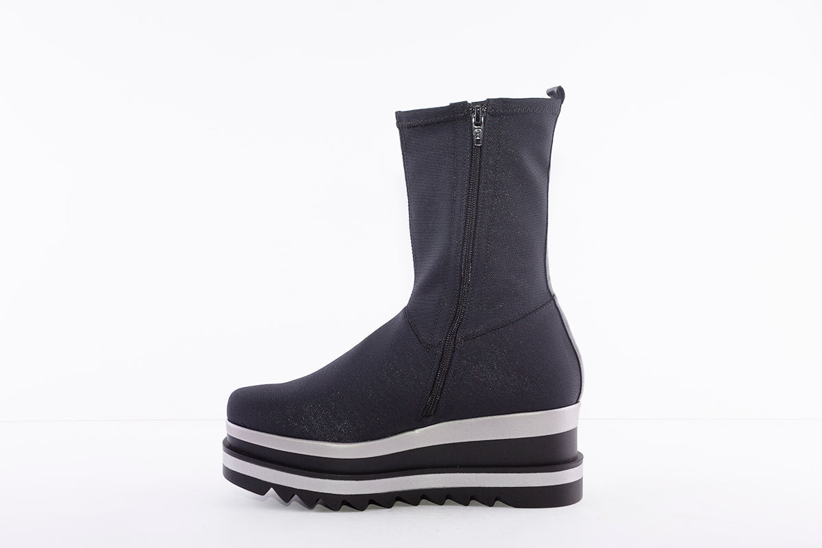 MARCO MOREO - A200 CALF LENGTH FASHION ANKLE BOOT  - BLACK FABRIC