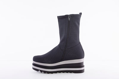 MARCO MOREO - A200 CALF LENGTH FASHION ANKLE BOOT  - BLACK FABRIC