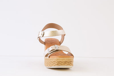 OH MY SANDALS - 5224 HIGH WEDGE BUCKLE SANDAL - GOLD