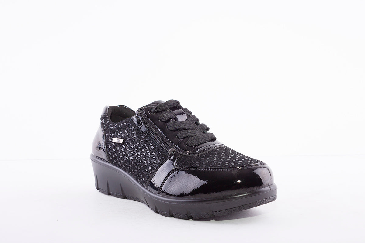 G COMFORT - 798-1SF LACED WEDGE SHOE - BLACK
