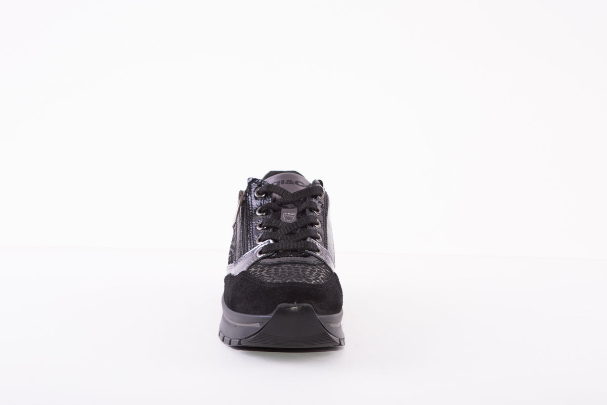 IGI&CO 2673500 LACED FASHION TRAINER - BLACK/BLACK PATENT