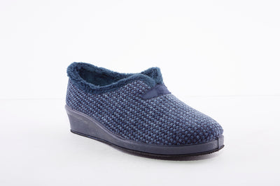 GARZON - 1325.530 FUR-LINED FULL SLIPPER - NAVY