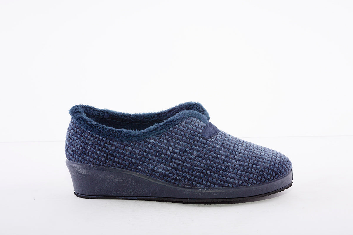GARZON - 1325.530 FUR-LINED FULL SLIPPER - NAVY