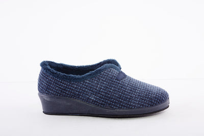 GARZON - 1325.530 FUR-LINED FULL SLIPPER - NAVY