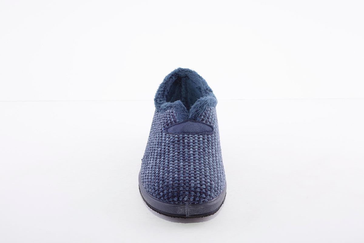 GARZON - 1325.530 FUR-LINED FULL SLIPPER - NAVY