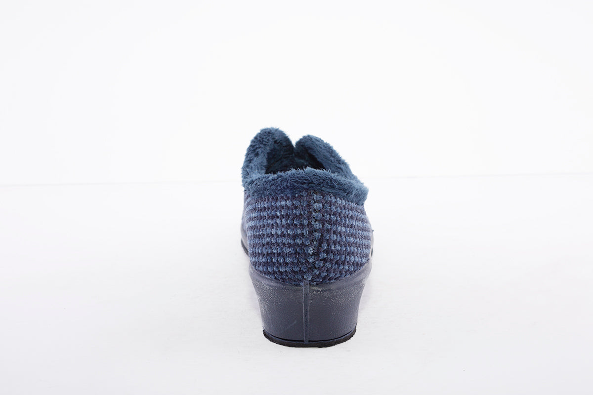 GARZON - 1325.530 FUR-LINED FULL SLIPPER - NAVY