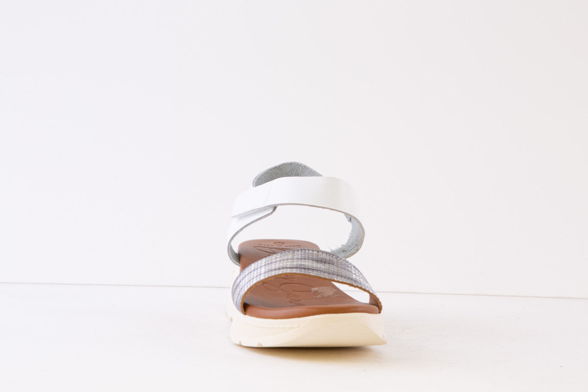 OH MY SANDALS - 5189 LOW WEDGE SANDAL - SILVER/WHITE