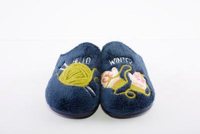 GARZON - 2802.275 "WINTER" FLAT MULE SLIPPER - NAVY