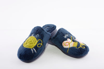 GARZON - 2802.275 "WINTER" FLAT MULE SLIPPER - NAVY