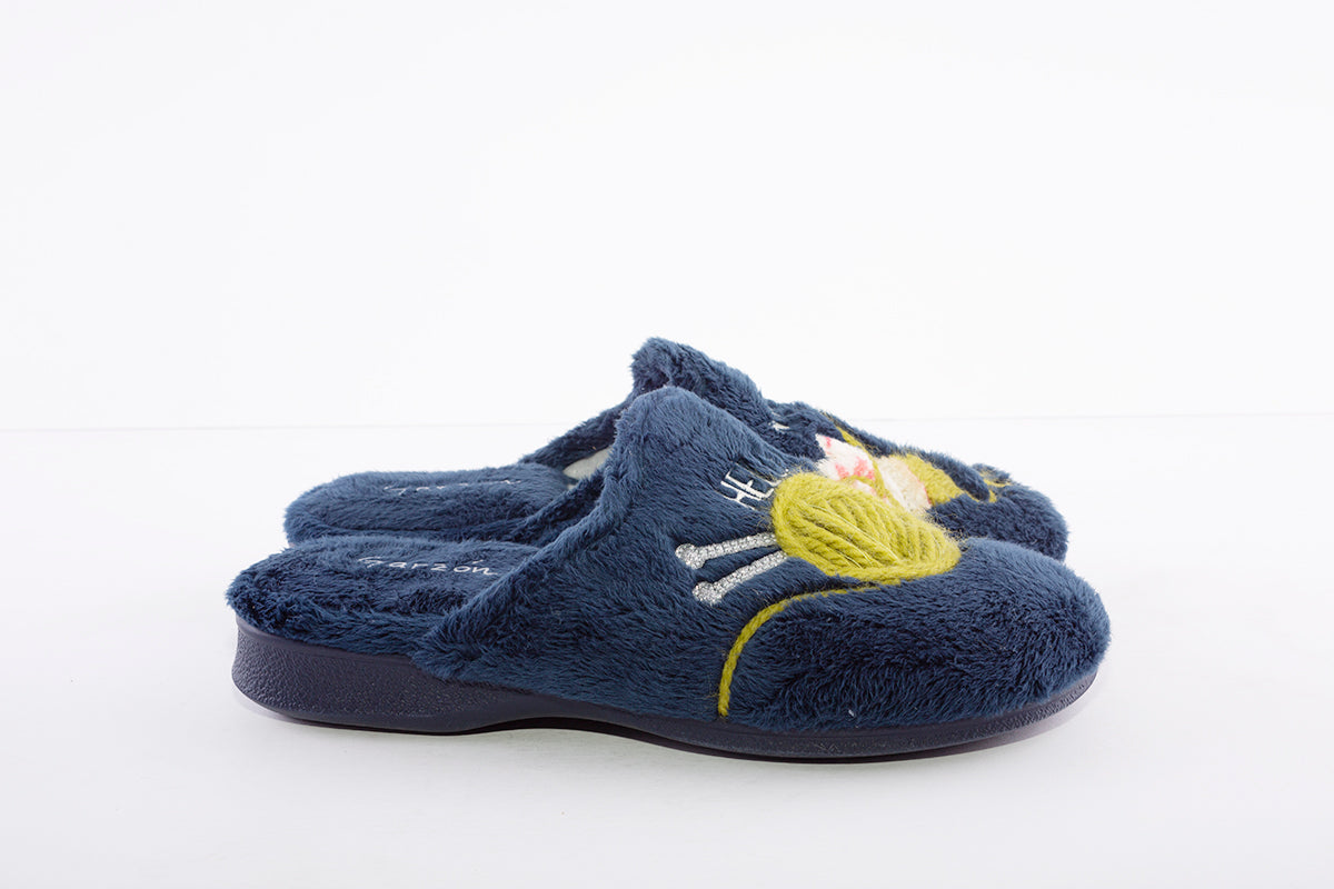 GARZON - 2802.275 "WINTER" FLAT MULE SLIPPER - NAVY