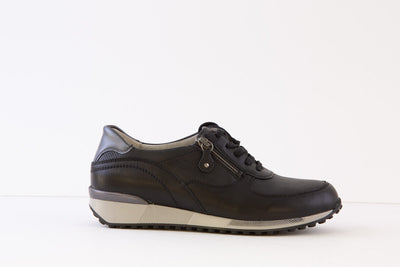 WALDLAUFER - 776004 502 JULE-ZIP/LACED COMFORT SHOE - BLACK
