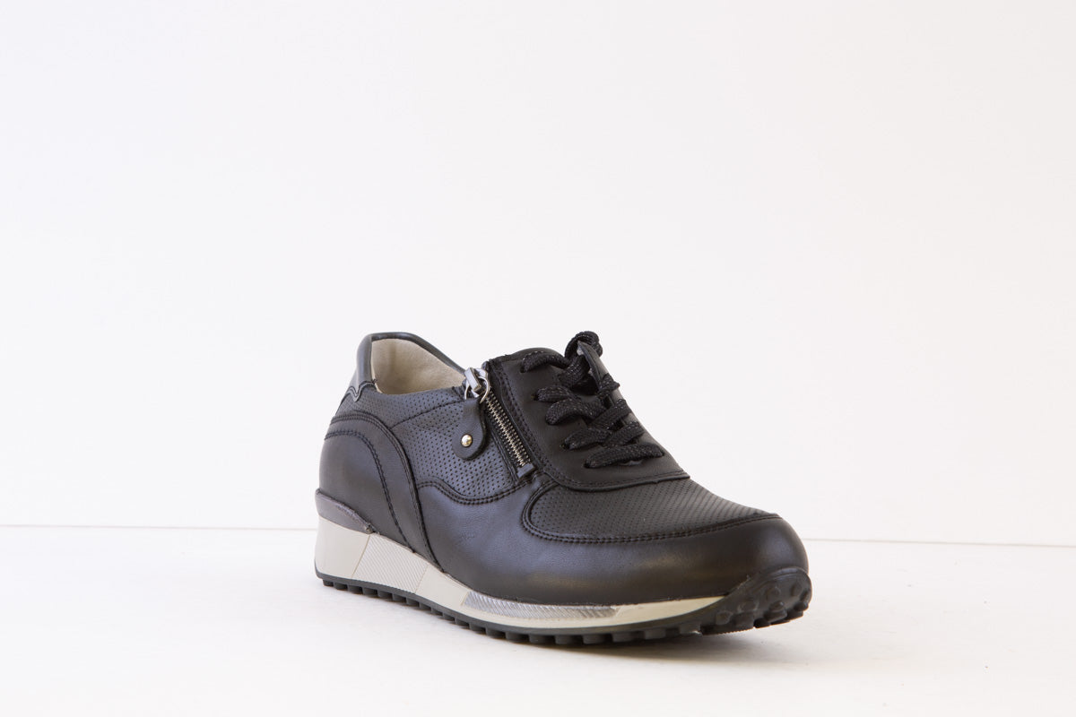 WALDLAUFER - 776004 502 JULE-ZIP/LACED COMFORT SHOE - BLACK