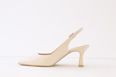 LODI - JUCO MEDIUM HEEL SLING-BACK SHOE - CREAM LEATHER