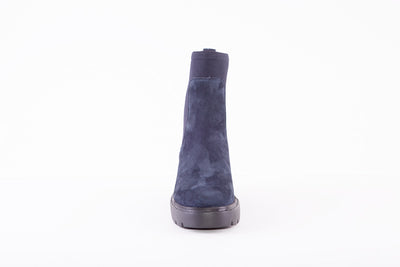 UNISA - JAFET CHUNKY HEEL PULL-ON ANKLE BOOT - NAVY SUEDE