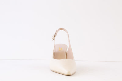 LODI - JUCO MEDIUM HEEL SLING-BACK SHOE - CREAM LEATHER