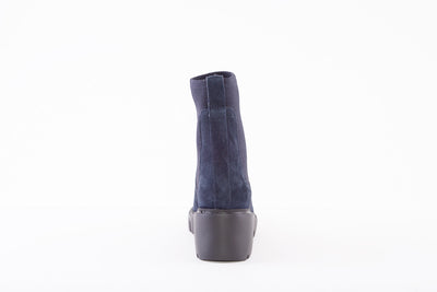 UNISA - JAFET CHUNKY HEEL PULL-ON ANKLE BOOT - NAVY SUEDE