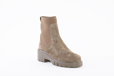 UNISA - JAFET CHUNKY HEEL PULL-ON ANKLE BOOT - GREEN SUEDE