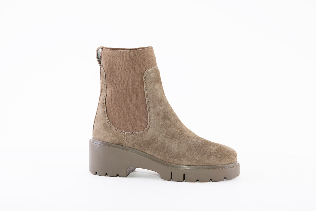 UNISA - JAFET CHUNKY HEEL PULL-ON ANKLE BOOT - GREEN SUEDE