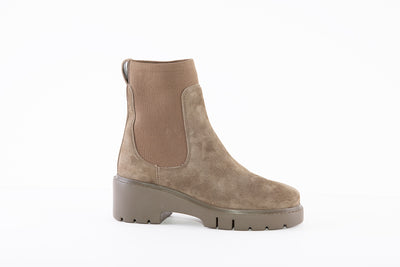 UNISA - JAFET CHUNKY HEEL PULL-ON ANKLE BOOT - GREEN SUEDE