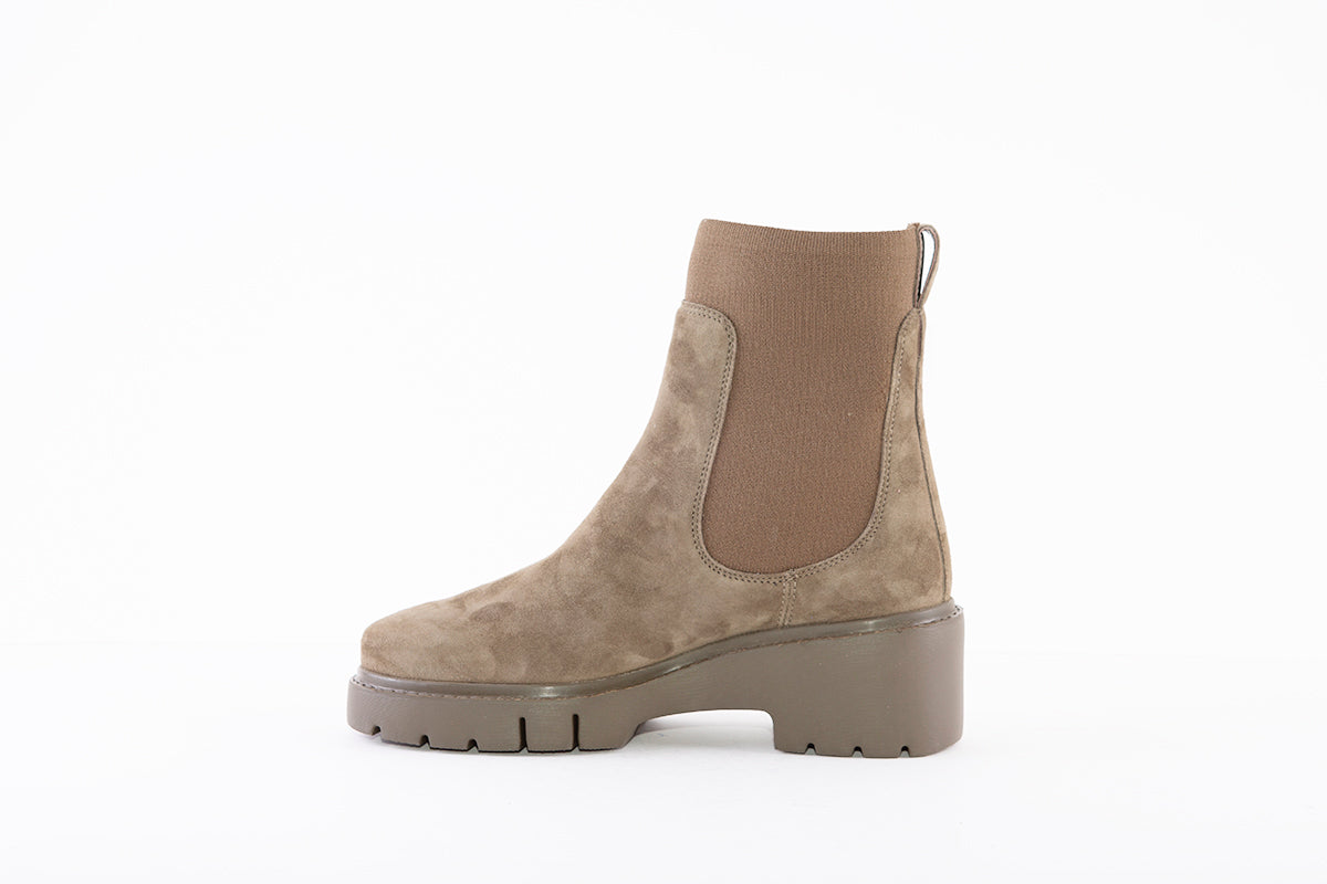 UNISA - JAFET CHUNKY HEEL PULL-ON ANKLE BOOT - GREEN SUEDE
