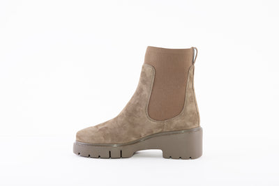 UNISA - JAFET CHUNKY HEEL PULL-ON ANKLE BOOT - GREEN SUEDE
