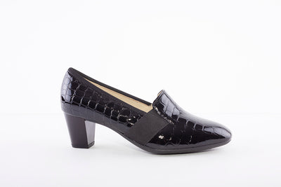 ARA - 18004 MEDIUM HEEL SHOE - BLACK CROC
