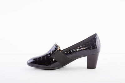 ARA - 18004 MEDIUM HEEL SHOE - BLACK CROC