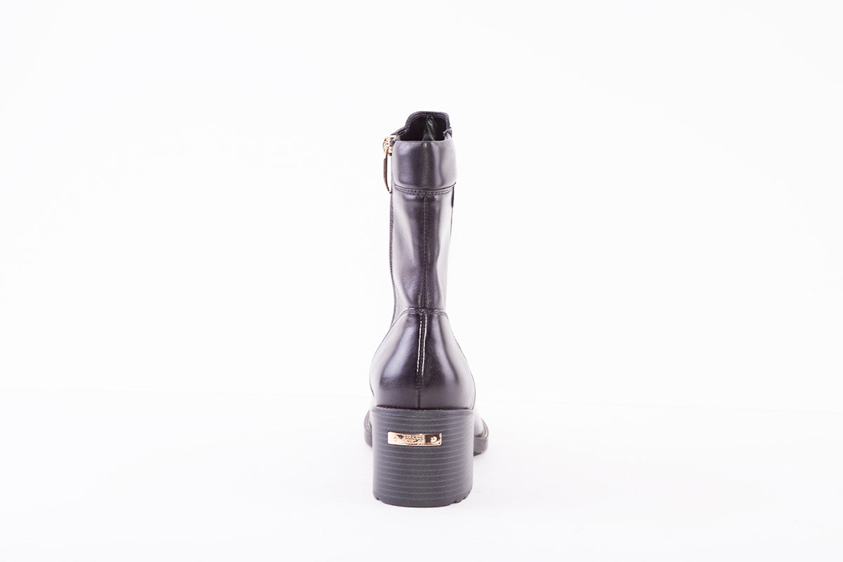 REGARDE LE CIEL - ELLY-19 LOW HEEL FRONT ZIP ANKLE BOOT - BLACK LEATHER