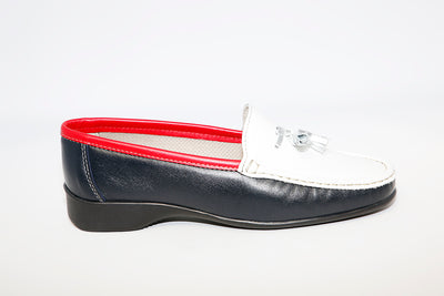 TERESA TORRES - Navy/White/Red Leather Loafer