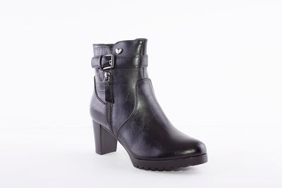 SUSST - HUDSON21 HIGH HEEL FASHION BUCKLE/ZIP ANKLE BOOT - BLACK