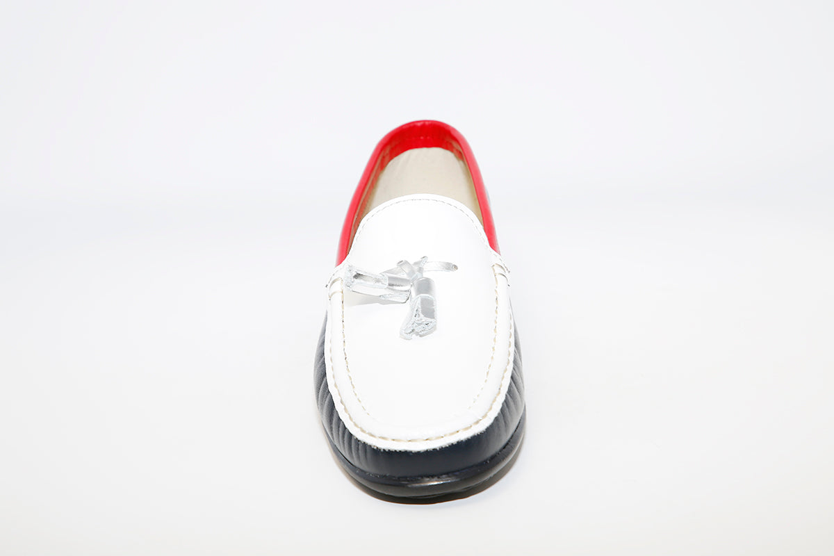 TERESA TORRES - Navy/White/Red Leather Loafer