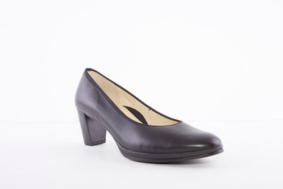 ARA - 13436-05 MEDIUM HEEL COURT SHOE - BLACK LEATHER