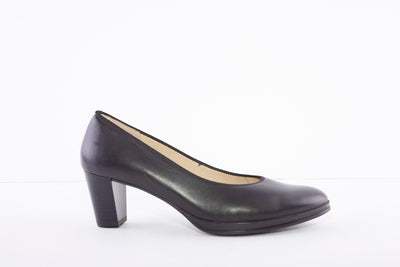ARA - 13436-05 MEDIUM HEEL COURT SHOE - BLACK LEATHER