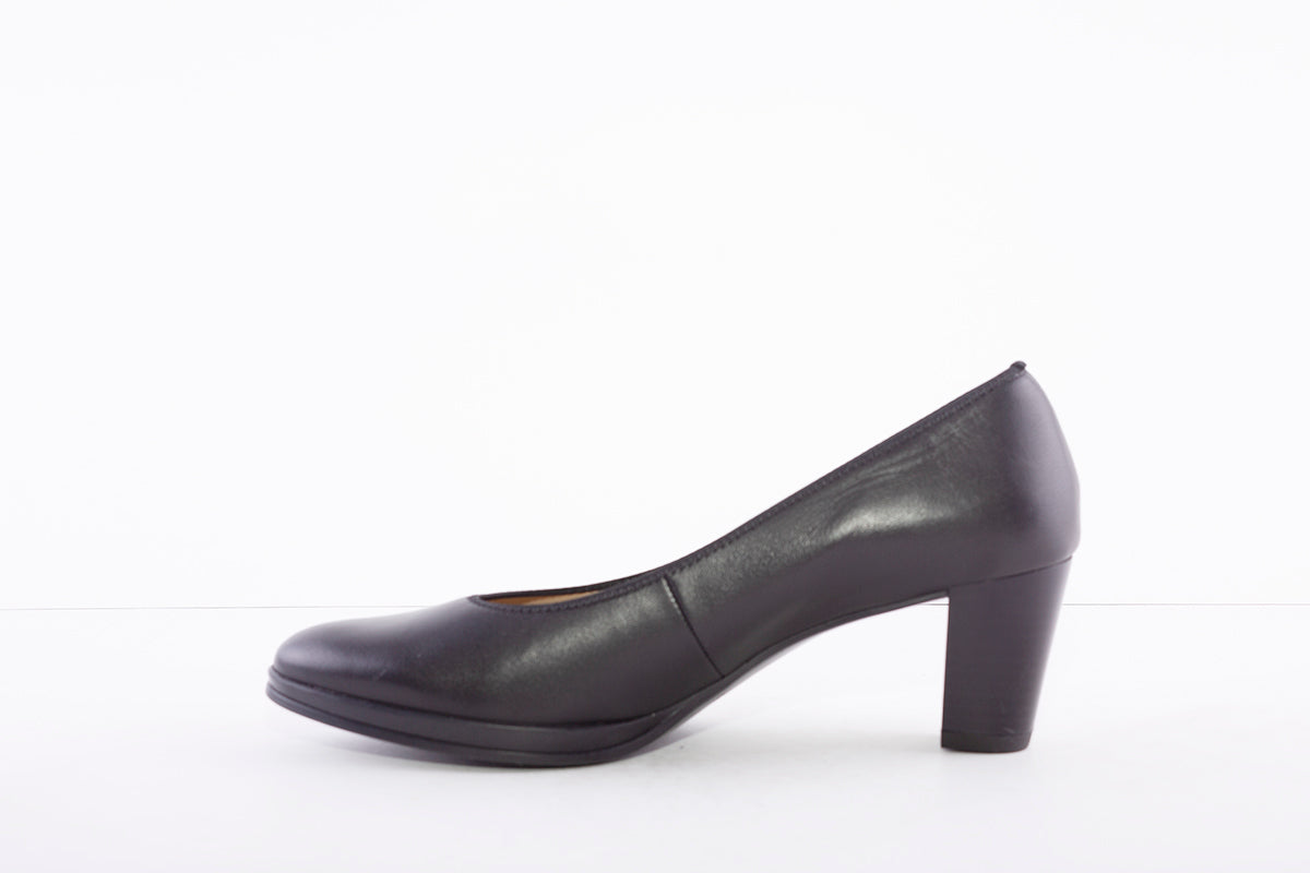ARA - 13436-05 MEDIUM HEEL COURT SHOE - BLACK LEATHER