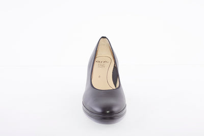 ARA - 13436-05 MEDIUM HEEL COURT SHOE - BLACK LEATHER
