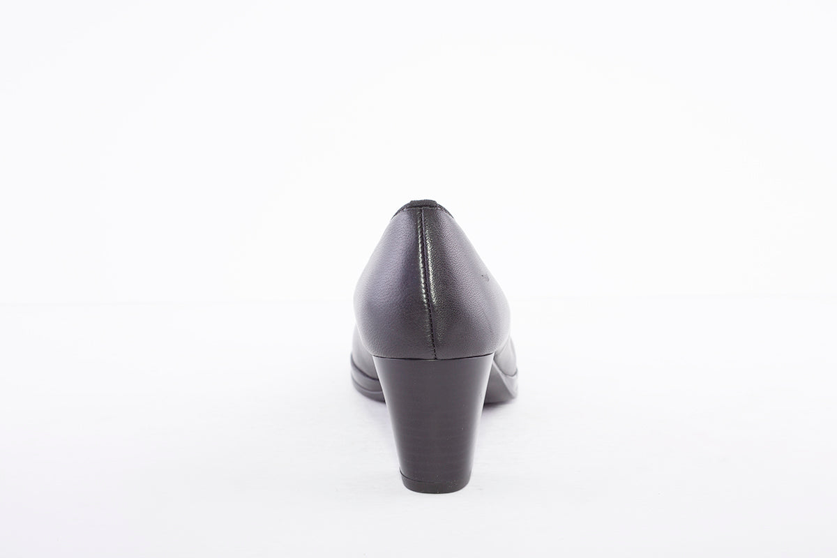 ARA - 13436-05 MEDIUM HEEL COURT SHOE - BLACK LEATHER