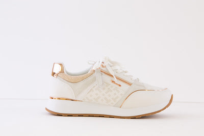 TAMARIS - 23726-144 LACED FASHION TRAINER - WHITE/ROSEGOLD