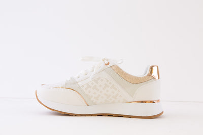 TAMARIS - 23726-144 LACED FASHION TRAINER - WHITE/ROSEGOLD