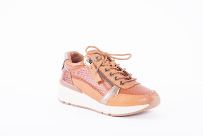 CARMELA - 160182 FASHION ZIP/LACE SHOE - TAN