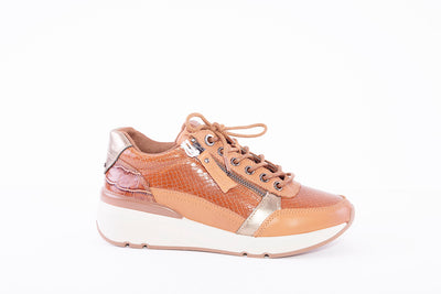 CARMELA - 160182 FASHION ZIP/LACE SHOE - TAN