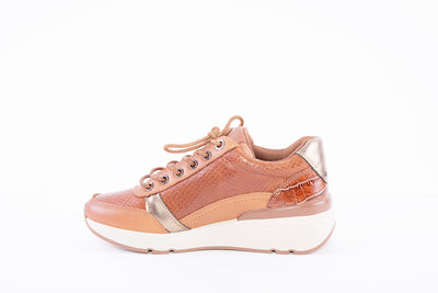 CARMELA - 160182 FASHION ZIP/LACE SHOE - TAN
