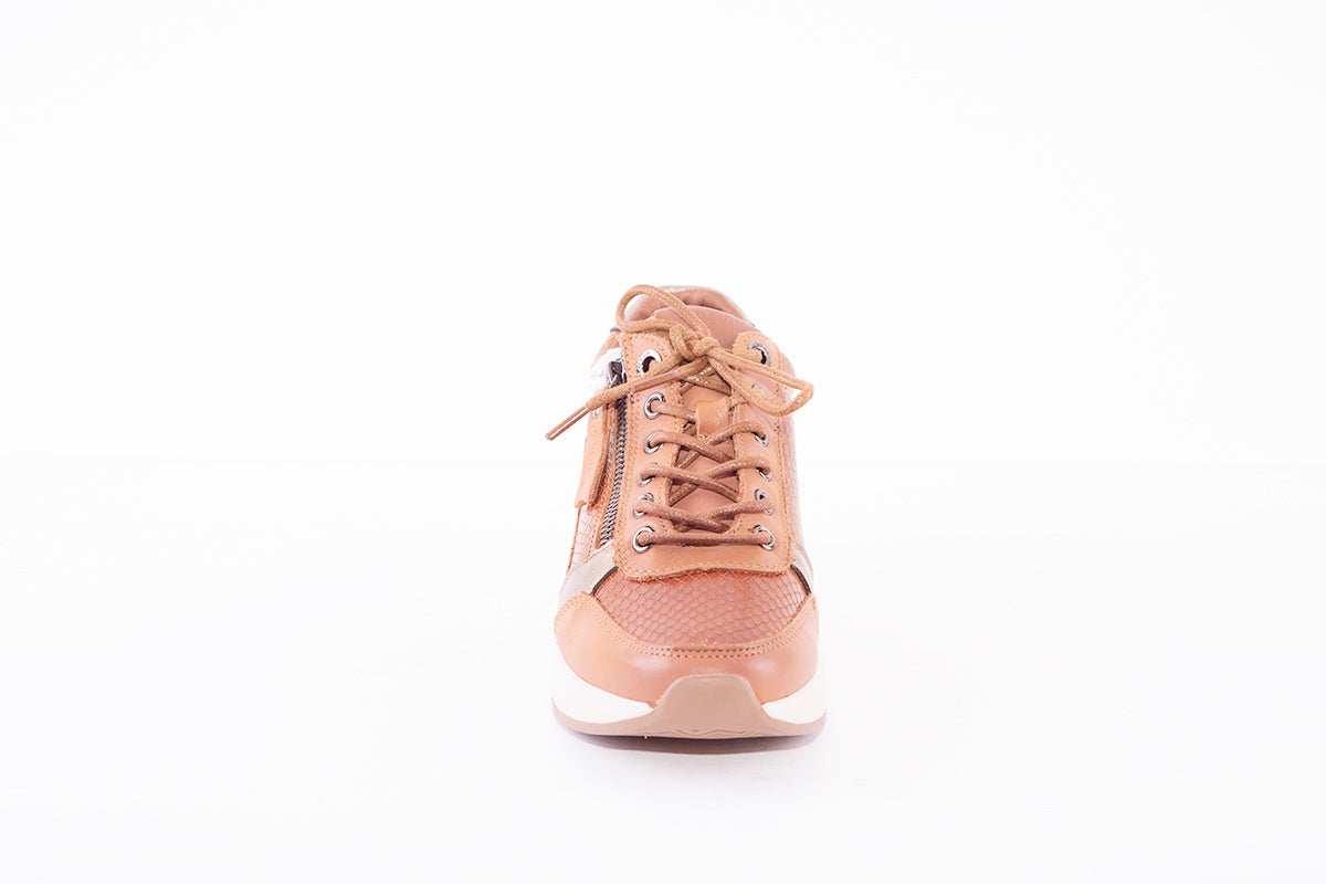 CARMELA - 160182 FASHION ZIP/LACE SHOE - TAN