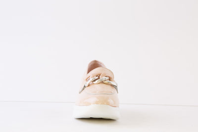 CALLAGHAN - 30019 LOW WEDGE SLIP-ON SHOE WITH CHAIN DETAIL - NUDE