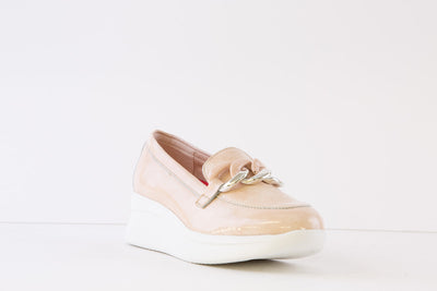 CALLAGHAN - 30019 LOW WEDGE SLIP-ON SHOE WITH CHAIN DETAIL - NUDE