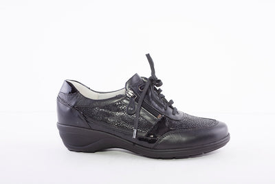 WALDLAUFER - 305006 HAGA-LACED WALKING SHOE - BLACK