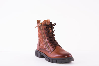 BAGATT - D31-A9638 LOW HEEL ZIP/LACE ANKLE BOOT - TAN