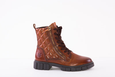 BAGATT - D31-A9638 LOW HEEL ZIP/LACE ANKLE BOOT - TAN