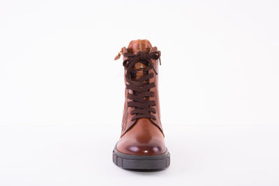 BAGATT - D31-A9638 LOW HEEL ZIP/LACE ANKLE BOOT - TAN